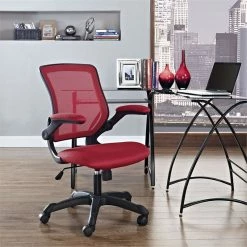 New ⭐ Scranton & Co Modern Breathable Mesh Back Office Chair In Red 👍 -Deals Writing Desks Store 2437875 3 L
