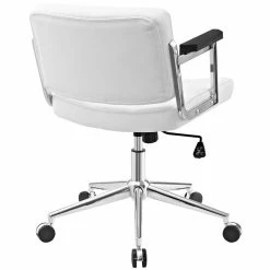 Budget ⭐ Scranton & Co Mid Back Upholstered Faux Leather Office Chair In White 🥰 -Deals Writing Desks Store 2437932 3 L
