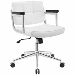 Budget ⭐ Scranton & Co Mid Back Upholstered Faux Leather Office Chair In White 🥰
