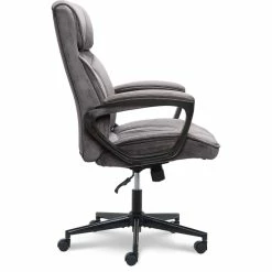 Buy 👍 Scranton & Co Executive Office Chair In Velvet Gray Microfiber Black Base ⌛ -Deals Writing Desks Store 2437968 31 L