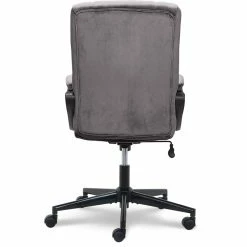 Buy 👍 Scranton & Co Executive Office Chair In Velvet Gray Microfiber Black Base ⌛ -Deals Writing Desks Store 2437968 33 L