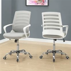 Best deal 🥰 Scranton & Co Ergonomic Swivel Office Chair In White And Gray 💯 -Deals Writing Desks Store 2437970 1 L