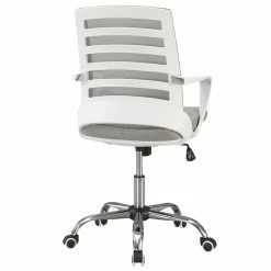 Best deal 🥰 Scranton & Co Ergonomic Swivel Office Chair In White And Gray 💯 -Deals Writing Desks Store 2437970 2 L