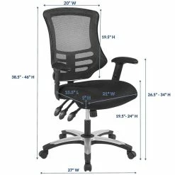 Outlet 👏 Scranton & Co Modern Mesh Adjustable Swivel Office Chair In Black ⌛ -Deals Writing Desks Store 2437990 4 L