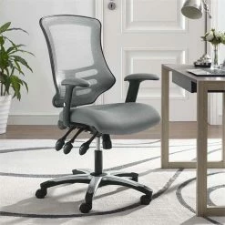 Cheapest ⭐ Scranton & Co Modern Mesh Adjustable Swivel Office Chair In Gray ❤️ -Deals Writing Desks Store 2437991 1 L