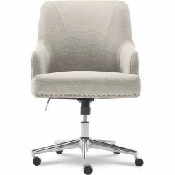 Cheap 💯 Scranton & Co Modern Home Office Chair In Cozy Ivory White Fabric 🔔 -Deals Writing Desks Store 2438018 10 L