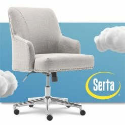 Cheap 💯 Scranton & Co Modern Home Office Chair In Cozy Ivory White Fabric 🔔 -Deals Writing Desks Store 2438018 7 L