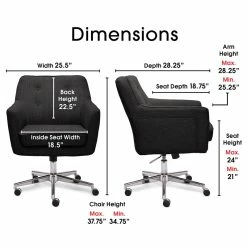 Best Sale 🔔 Scranton & Co Contemporary Home Office Chair Charcoal Charm 👍 -Deals Writing Desks Store 2438020 15 L