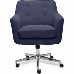 Discount 🔥 Scranton & Co Contemporary Home Office Chair Blue Twill Fabric 🌟 -Deals Writing Desks Store 2438023 20 L