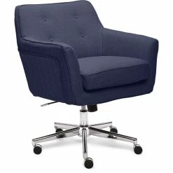 Discount 🔥 Scranton & Co Contemporary Home Office Chair Blue Twill Fabric 🌟 -Deals Writing Desks Store 2438023 21 L