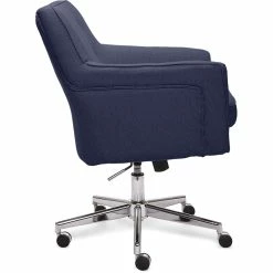 Discount 🔥 Scranton & Co Contemporary Home Office Chair Blue Twill Fabric 🌟 -Deals Writing Desks Store 2438023 22 L