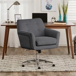 Promo 🛒 Scranton & Co Modern Home Office Chair Graphite Twill Fabric 🔥 -Deals Writing Desks Store 2438024 11 L