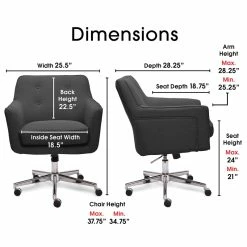 Promo 🛒 Scranton & Co Modern Home Office Chair Graphite Twill Fabric 🔥 -Deals Writing Desks Store 2438024 12 L