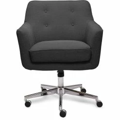 Promo 🛒 Scranton & Co Modern Home Office Chair Graphite Twill Fabric 🔥 -Deals Writing Desks Store 2438024 19 L