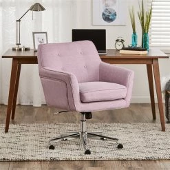 Brand new 🧨 Scranton & Co Modern Home Office Chair Lilac Purple Twill Fabric 🥰 -Deals Writing Desks Store 2438025 14 L
