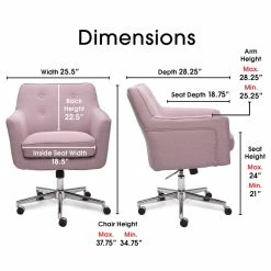 Brand new 🧨 Scranton & Co Modern Home Office Chair Lilac Purple Twill Fabric 🥰 -Deals Writing Desks Store 2438025 15 L
