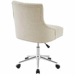 Discount 🎉 Scranton & Co Button Tufted Upholstered Swivel Office Chair In Beige 💯 -Deals Writing Desks Store 2438032 12 L