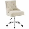 Discount 🎉 Scranton & Co Button Tufted Upholstered Swivel Office Chair In Beige 💯 -Deals Writing Desks Store 2438032 L
