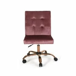 New 🎉 Scranton & Co Modern Glam Tufted Home Office Swivel Chair In Blush ❤️ -Deals Writing Desks Store 2438044 5 L