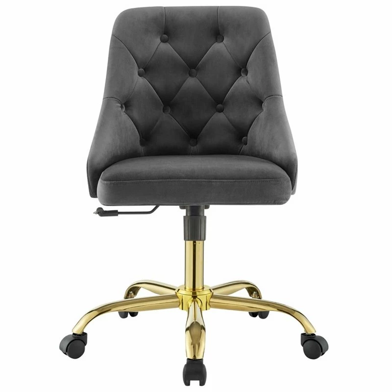 Budget 💯 Scranton & Co Performance Velvet Tufted Office Swivel Chair In Gold And Gray 🥰 5 Budget 💯 Scranton & Co Performance Velvet Tufted Office Swivel Chair In Gold And Gray 🥰 - Image 3
