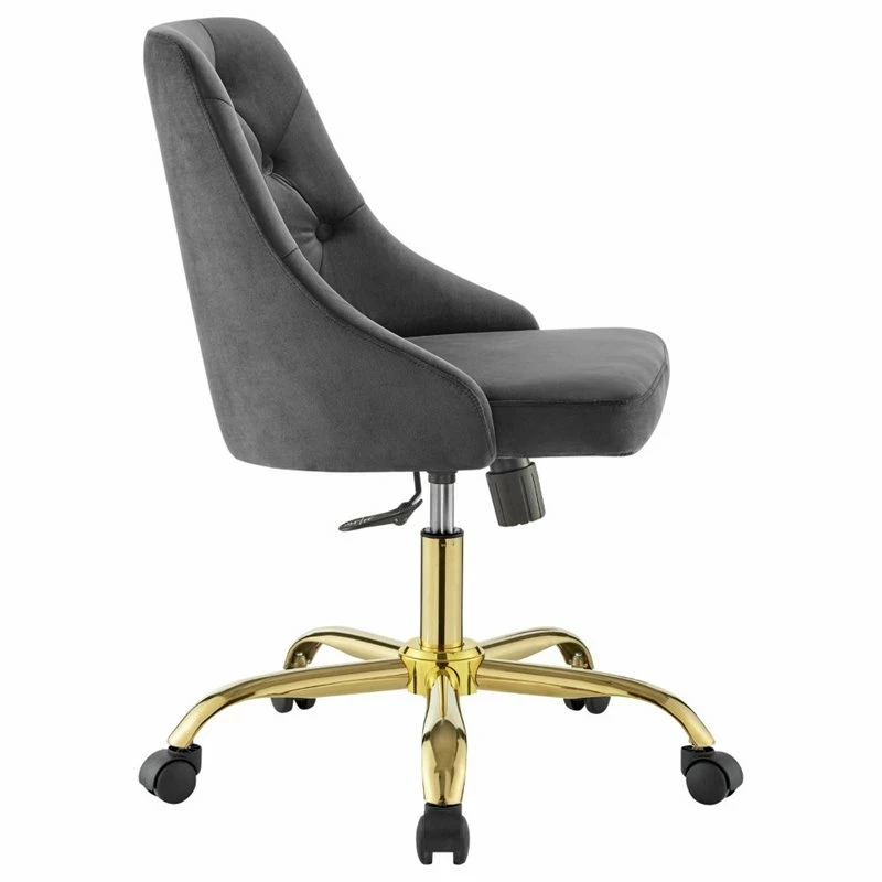Budget 💯 Scranton & Co Performance Velvet Tufted Office Swivel Chair In Gold And Gray 🥰 6 Budget 💯 Scranton & Co Performance Velvet Tufted Office Swivel Chair In Gold And Gray 🥰 - Image 4