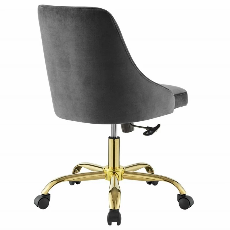 Budget 💯 Scranton & Co Performance Velvet Tufted Office Swivel Chair In Gold And Gray 🥰 7 Budget 💯 Scranton & Co Performance Velvet Tufted Office Swivel Chair In Gold And Gray 🥰 - Image 5
