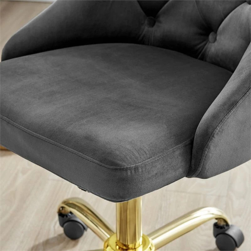 Budget 💯 Scranton & Co Performance Velvet Tufted Office Swivel Chair In Gold And Gray 🥰 10 Budget 💯 Scranton & Co Performance Velvet Tufted Office Swivel Chair In Gold And Gray 🥰 - Image 8