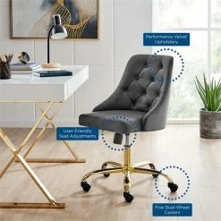 Budget 💯 Scranton & Co Performance Velvet Tufted Office Swivel Chair In Gold And Gray 🥰 19 Budget 💯 Scranton & Co Performance Velvet Tufted Office Swivel Chair In Gold And Gray 🥰 -Deals Writing Desks Store 2438054 8 L