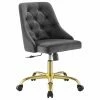 Budget 💯 Scranton & Co Performance Velvet Tufted Office Swivel Chair In Gold And Gray 🥰 -Deals Writing Desks Store 2438054 L