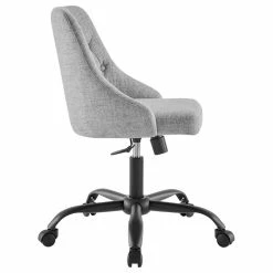 Promo 🌟 Scranton & Co Fabric Tufted Office Swivel Chair In Black And Light Gray ✔️ -Deals Writing Desks Store 2438056 3 L