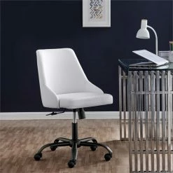 Hot Sale 💯 Scranton & Co Faux Leather Upholstered Office Swivel Chair In Black And White 🤩 -Deals Writing Desks Store 2438059 1 L