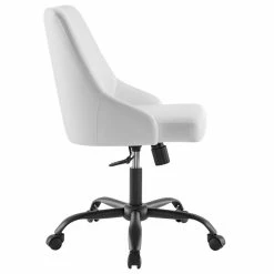 Hot Sale 💯 Scranton & Co Faux Leather Upholstered Office Swivel Chair In Black And White 🤩 -Deals Writing Desks Store 2438059 3 L
