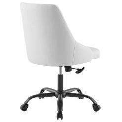 Hot Sale 💯 Scranton & Co Faux Leather Upholstered Office Swivel Chair In Black And White 🤩 -Deals Writing Desks Store 2438059 4 L
