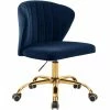 Deals 👍 Scranton & Co Swivel Adjustable Navy Velvet And Gold Office Chair 🌟 -Deals Writing Desks Store 2438063 L