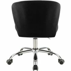 New ⭐ Scranton & Co Swivel Adjustable Black Velvet And Chrome Office Chair ⌛ -Deals Writing Desks Store 2438064 2 L