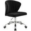 New ⭐ Scranton & Co Swivel Adjustable Black Velvet And Chrome Office Chair ⌛ -Deals Writing Desks Store 2438064 L