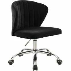 New ⭐ Scranton & Co Swivel Adjustable Black Velvet And Chrome Office Chair ⌛