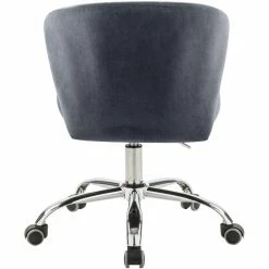 Best Pirce ⭐ Scranton & Co Swivel Adjustable Gray Velvet And Chrome Office Chair ✨ -Deals Writing Desks Store 2438065 2 L