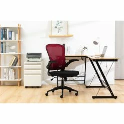 Outlet ✔️ Scranton & Co Modern Modern Mesh Office Swivel Chair In Red 🔔 -Deals Writing Desks Store 2438118 1 L