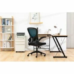 Discount ✔️ Scranton & Co Modern Modern Mesh Office Swivel Chair In Teal 🥰 -Deals Writing Desks Store 2438119 6 L