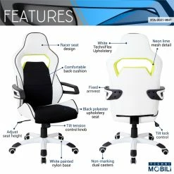Cheap 🛒 Scranton & Co Ergonomic Fabric Racing Style Home & Office Chair In White 😉 11 Cheap 🛒 Scranton & Co Ergonomic Fabric Racing Style Home & Office Chair In White 😉 -Deals Writing Desks Store 2438132 1 L