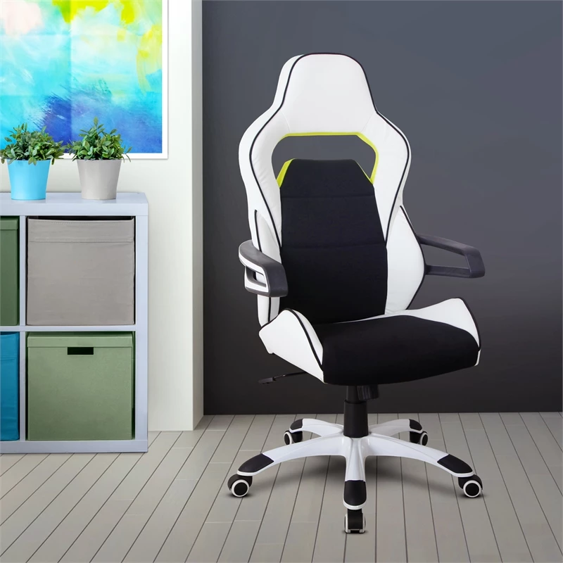 Cheap 🛒 Scranton & Co Ergonomic Fabric Racing Style Home & Office Chair In White 😉 9 Cheap 🛒 Scranton & Co Ergonomic Fabric Racing Style Home & Office Chair In White 😉 - Image 7