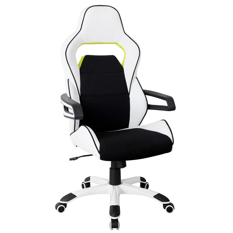 Cheap 🛒 Scranton & Co Ergonomic Fabric Racing Style Home & Office Chair In White 😉 3 Cheap 🛒 Scranton & Co Ergonomic Fabric Racing Style Home & Office Chair In White 😉