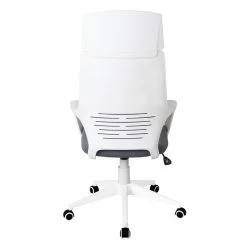 Budget ✔️ Scranton & Co Modern Fabric And Nylon Office Chair In Gray And White ❤️ -Deals Writing Desks Store 2438137 4 L