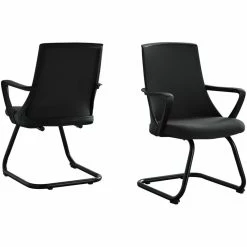 Best Sale 😍 Scranton & Co 35" Mid Back Office Reception Arm Chair In Black (Set Of 2) 🎁