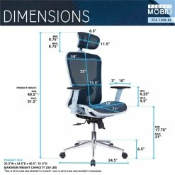 Deals 😉 Scranton & Co High-Back Executive Fabric Mesh Office Chair With Arms In Blue 🛒 13 Deals 😉 Scranton & Co High-Back Executive Fabric Mesh Office Chair With Arms In Blue 🛒 -Deals Writing Desks Store 2438170 1 L