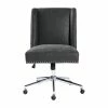 Cheapest 🌟 CRO Decor Suttner Upholstered Sponge Leather Middle Office Chair In Black 😍 -Deals Writing Desks Store 2438747 1 L