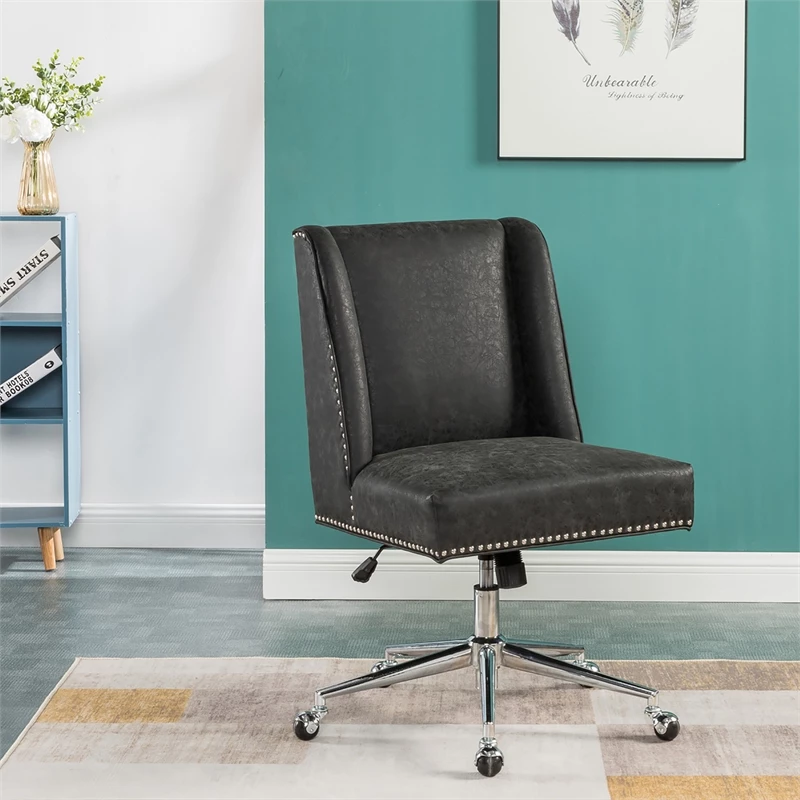 Cheapest ๐ CRO Decor Suttner Upholstered Sponge Leather Middle Office Chair In Black ๐ 7 Cheapest ๐ CRO Decor Suttner Upholstered Sponge Leather Middle Office Chair In Black ๐ - Image 5
