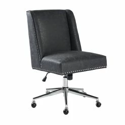Cheapest ๐ CRO Decor Suttner Upholstered Sponge Leather Middle Office Chair In Black ๐ 11 Cheapest ๐ CRO Decor Suttner Upholstered Sponge Leather Middle Office Chair In Black ๐ -Deals Writing Desks Store 2438747 L