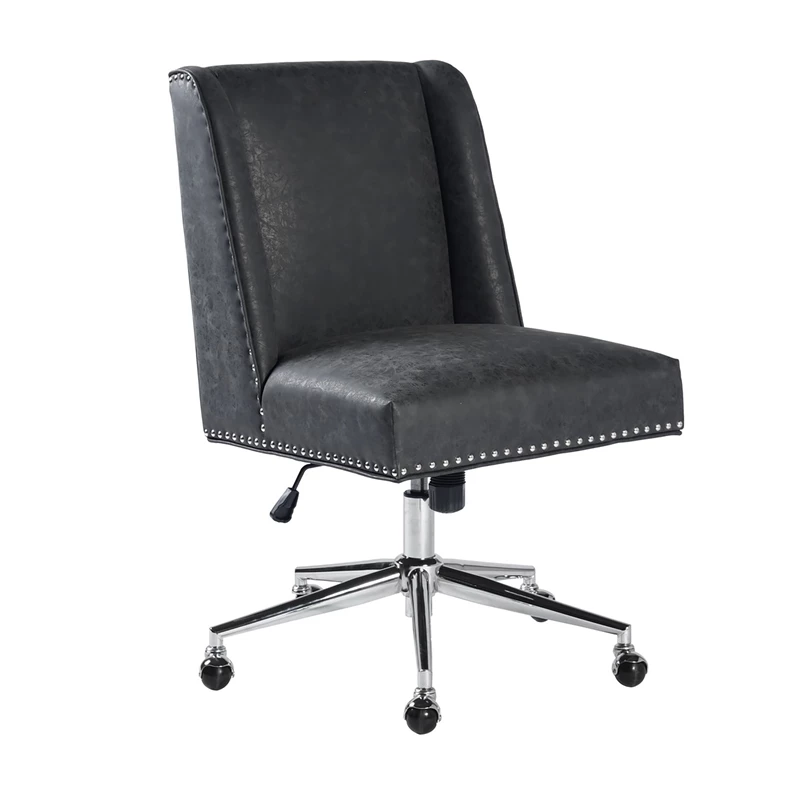 Cheapest ๐ CRO Decor Suttner Upholstered Sponge Leather Middle Office Chair In Black ๐ 4 Cheapest ๐ CRO Decor Suttner Upholstered Sponge Leather Middle Office Chair In Black ๐ - Image 2